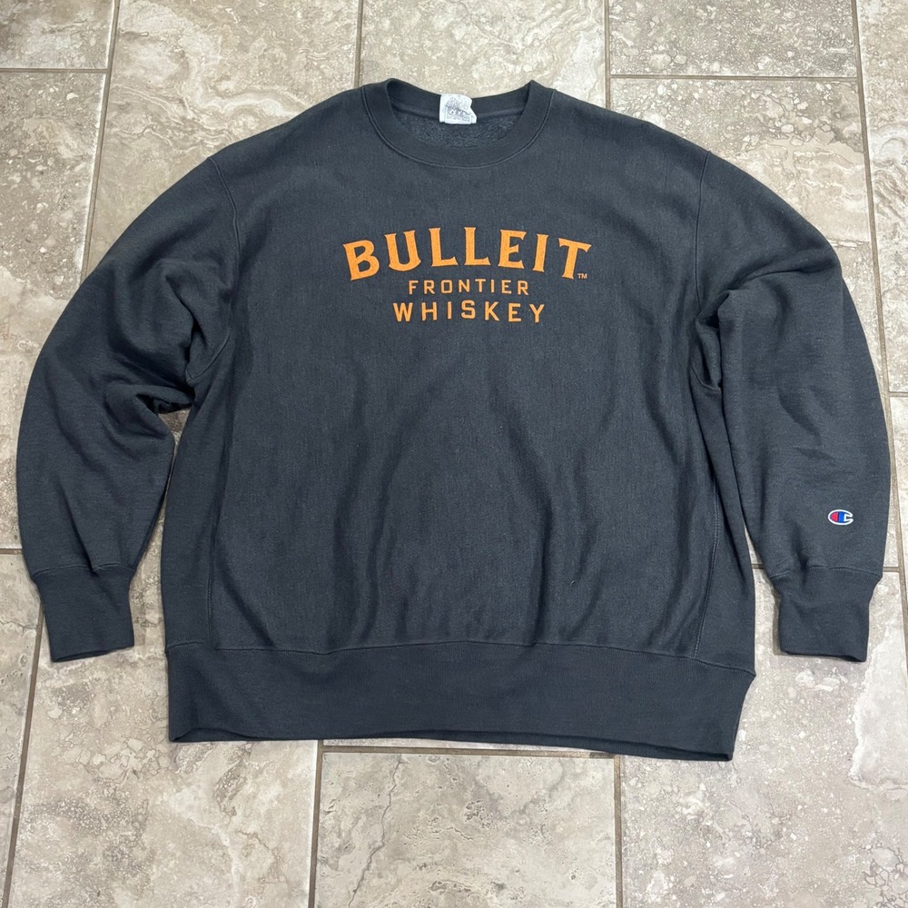 Champion Reverse Weave Bulleit Frontier Whiskey Sweatshirt Gray Mens 2XL S149